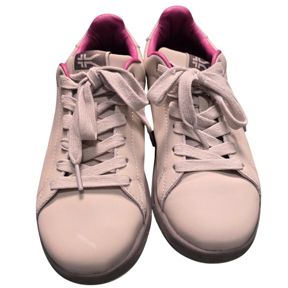 KURU Roam Womens Leather Court Sneakers Bone Gray Magenta Pink 6.5 Athletic Shoe